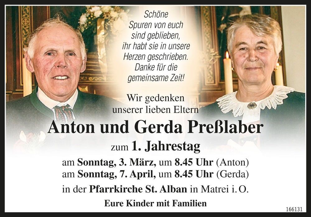 Anton und Gerda Pre&szlig;laber