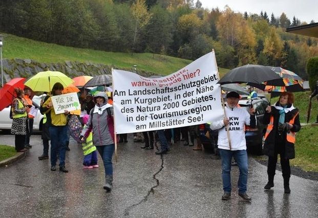 Seebodner demonstrierten auf Autobahnparkplatz