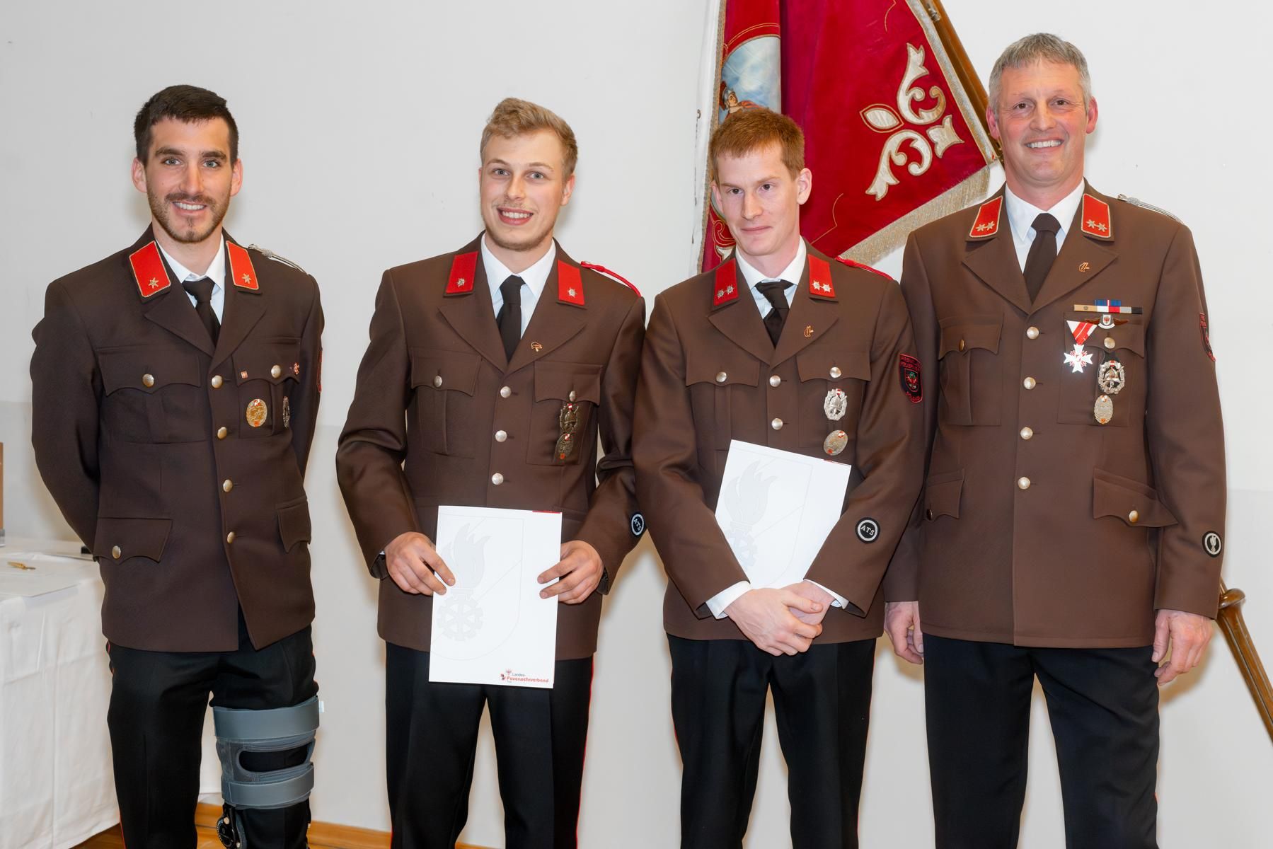 v.l.n.r. BI Patrik Pfurtscheller, OFM Lukas Kriechhammer, HFM Kai Pfurtscheller, OBI Andreas Stocker