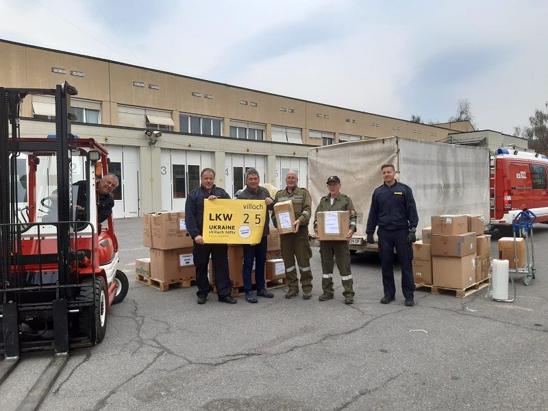 De 25. Lkw in Richtung Ukraine war zum Gro&szlig;teil mit G&uuml;tern aus der Drautaler Gemeinde beladen.