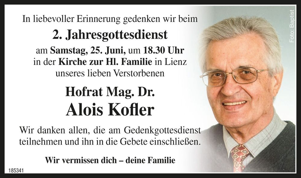 Hofrat Mag. Dr. Alois Kofler