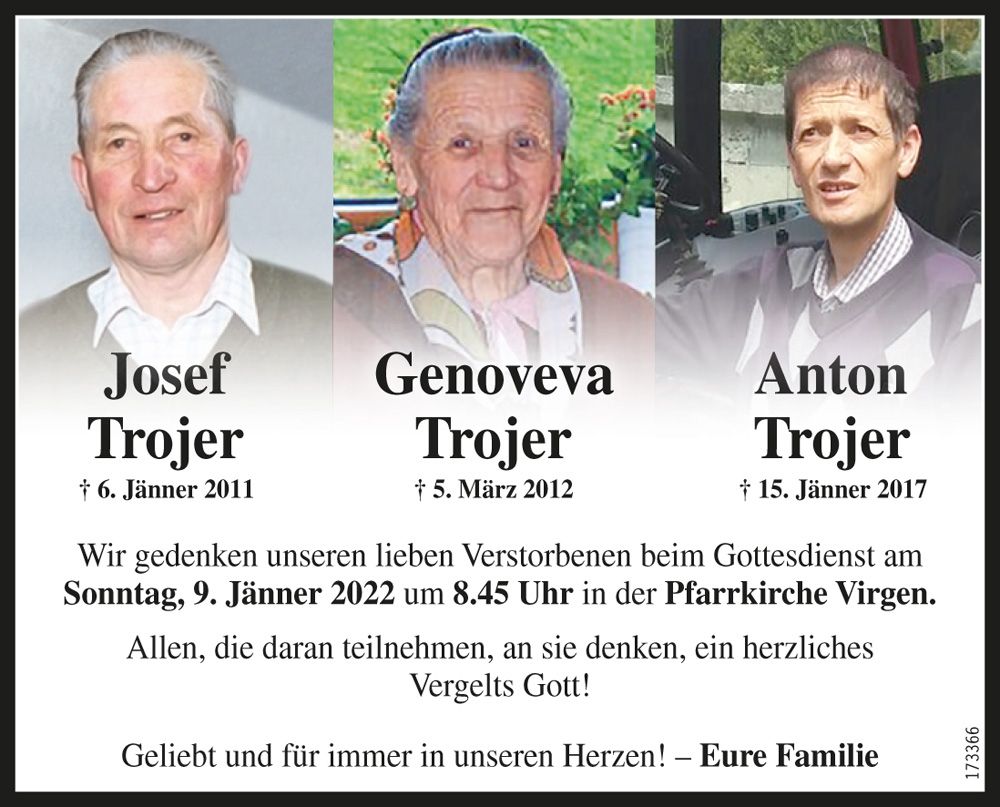 Josef, Genoveva und Anton Trojer